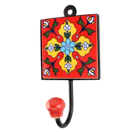 Yellow Ceramic Floral Tile Hook Online